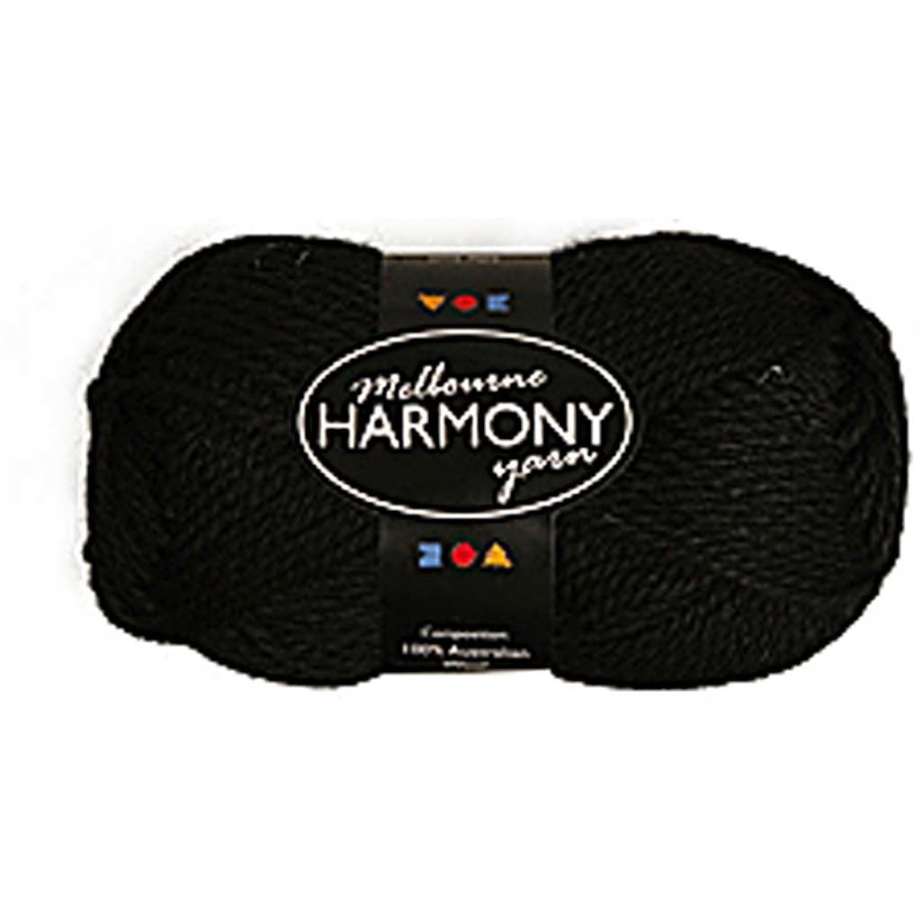 Melbourne Wool Yarn, L: 92 M, black, 50 g/ 1 ball [HOB-44724]