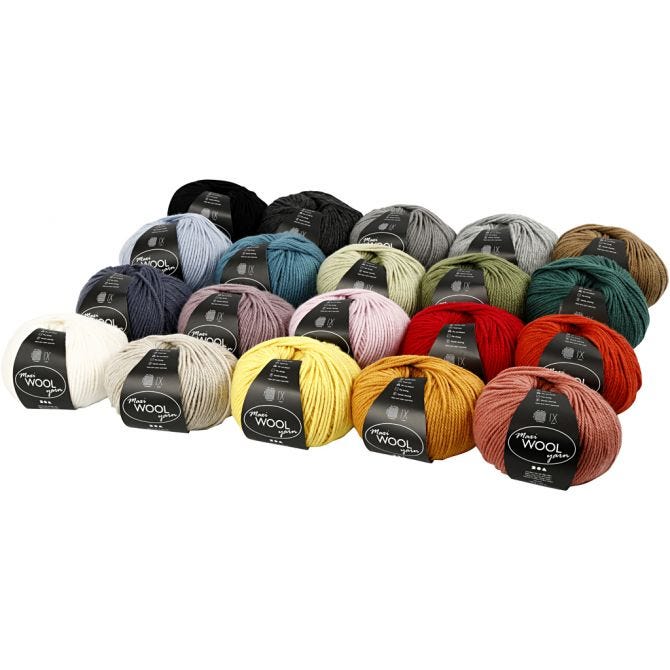 Wool Yarn, L: 125 M, assorted colours, 20x100 g/ 1 pack [HOB-447400]