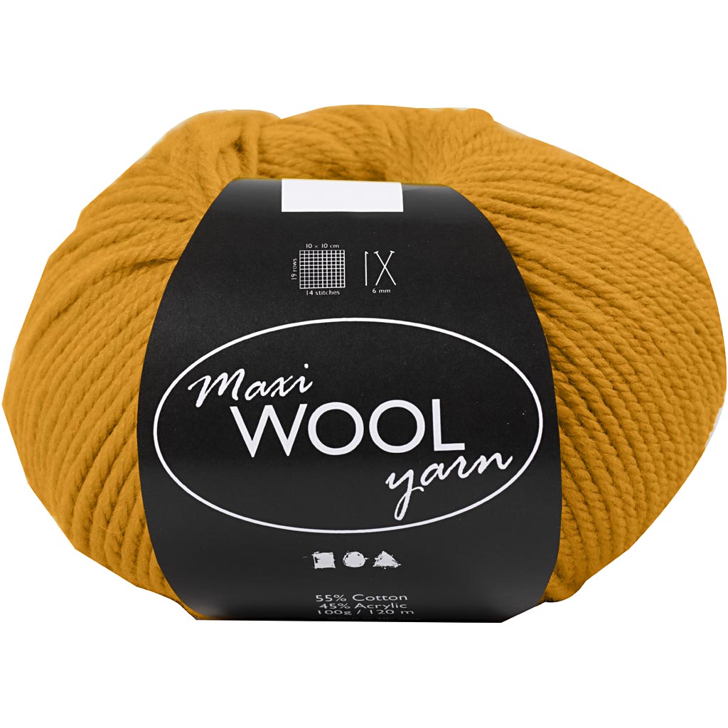 Wool Yarn, L: 125 M, dark yellow, 100 g/ 1 ball [HOB-447403]