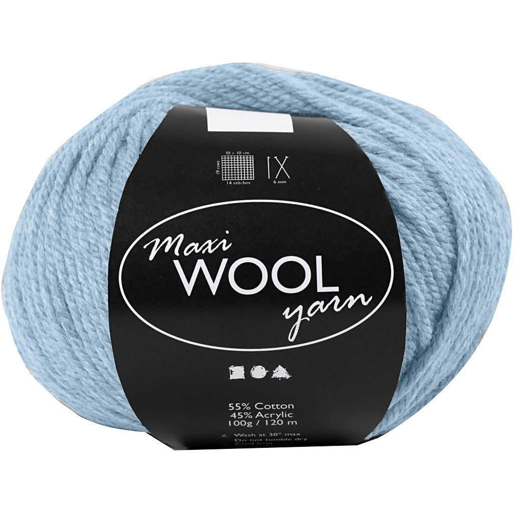 Wool Yarn, L: 125 M, dusty blue, 100 g/ 1 ball [HOB-447409]