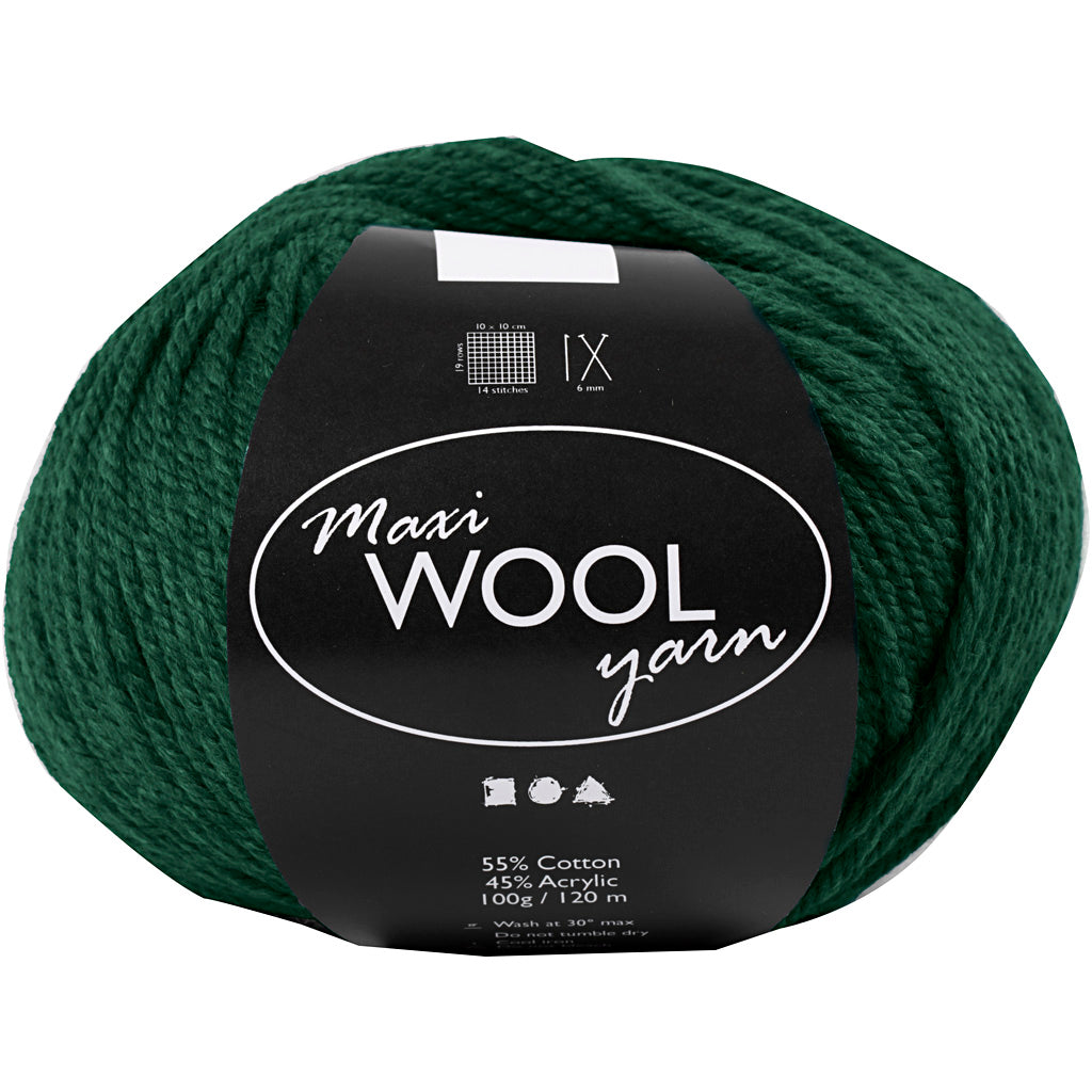 Wool Yarn, L: 125 M, green, 100 g/ 1 ball [HOB-447412]