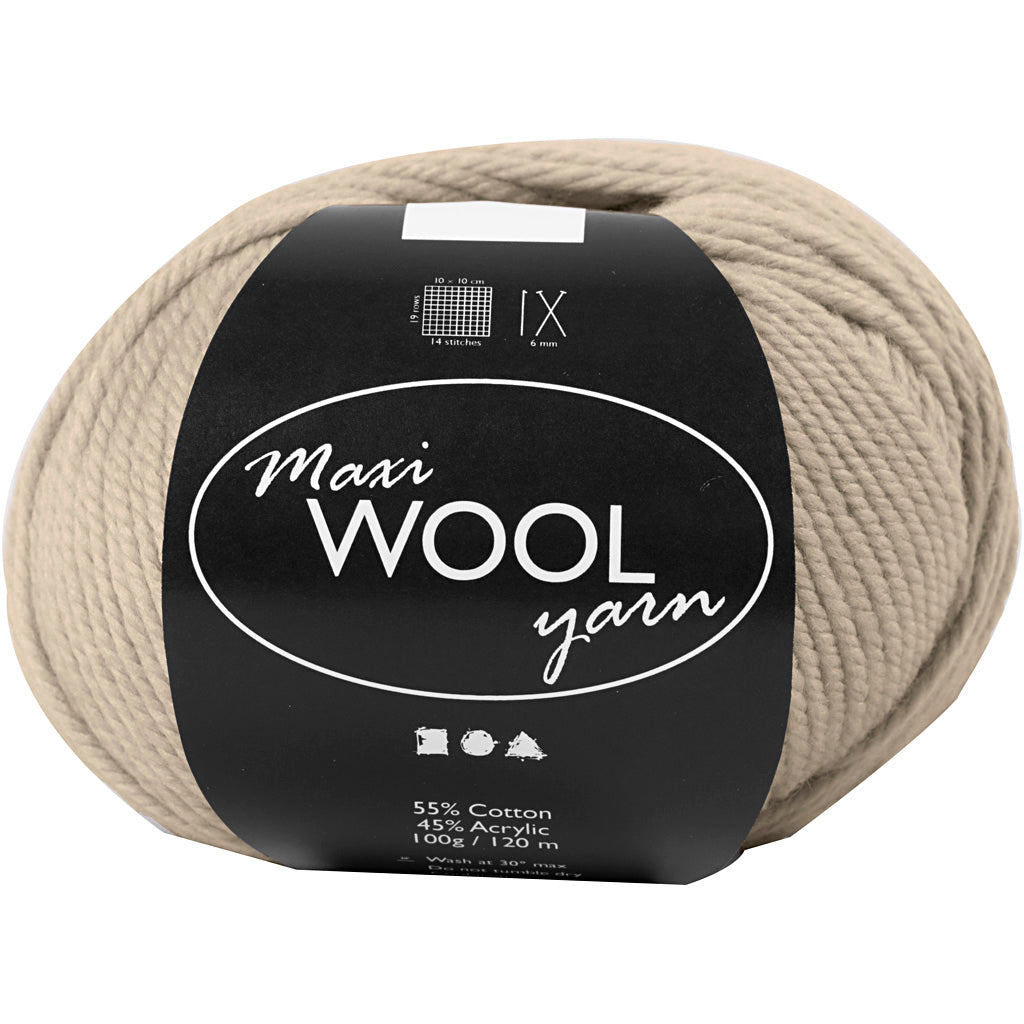 Wool Yarn, L: 125 M, sand mixture, 100 g/ 1 ball [HOB-447416]
