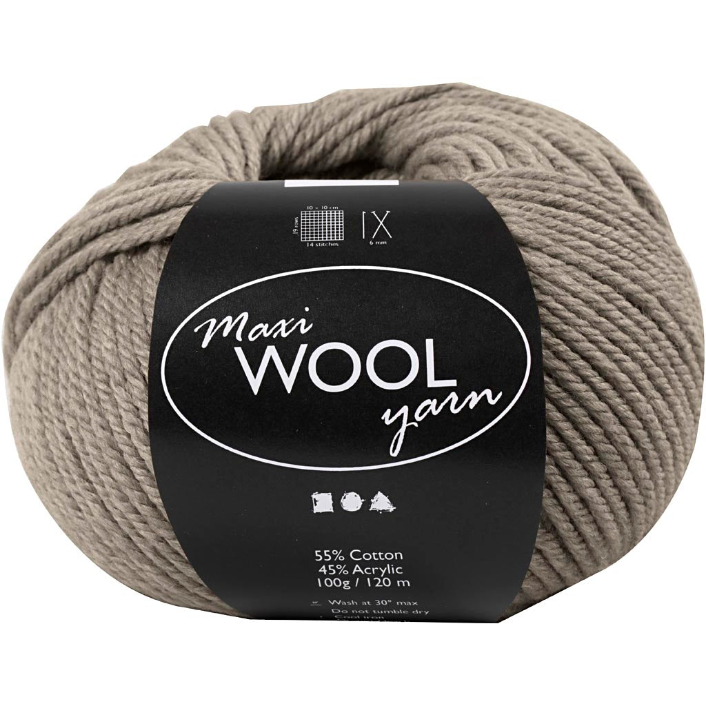 Wool Yarn, L: 125 M, grey, 100 g/ 1 ball [HOB-447417]