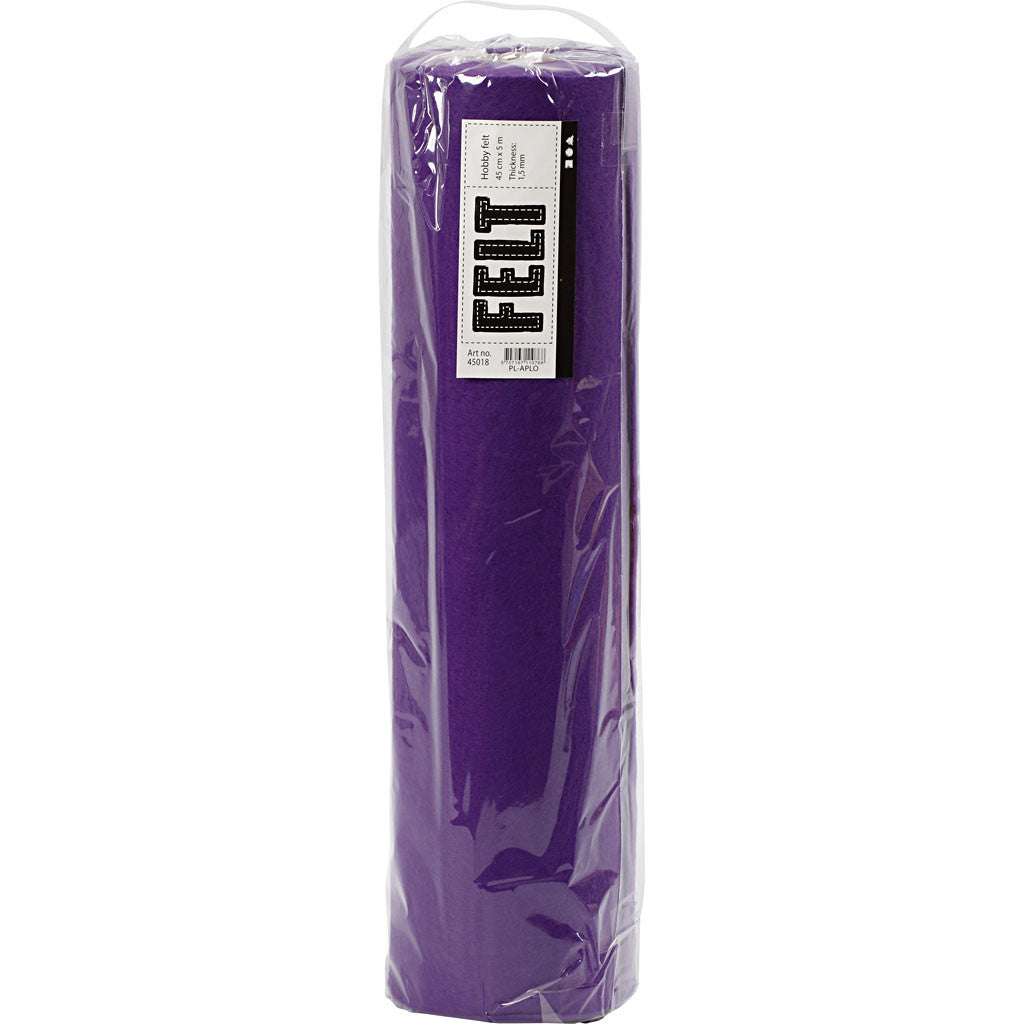Craft felt, W: 45 cm, thickness 1,5-2 mm, 180-200 g, purple, 5 m/ 1 roll [HOB-45018]