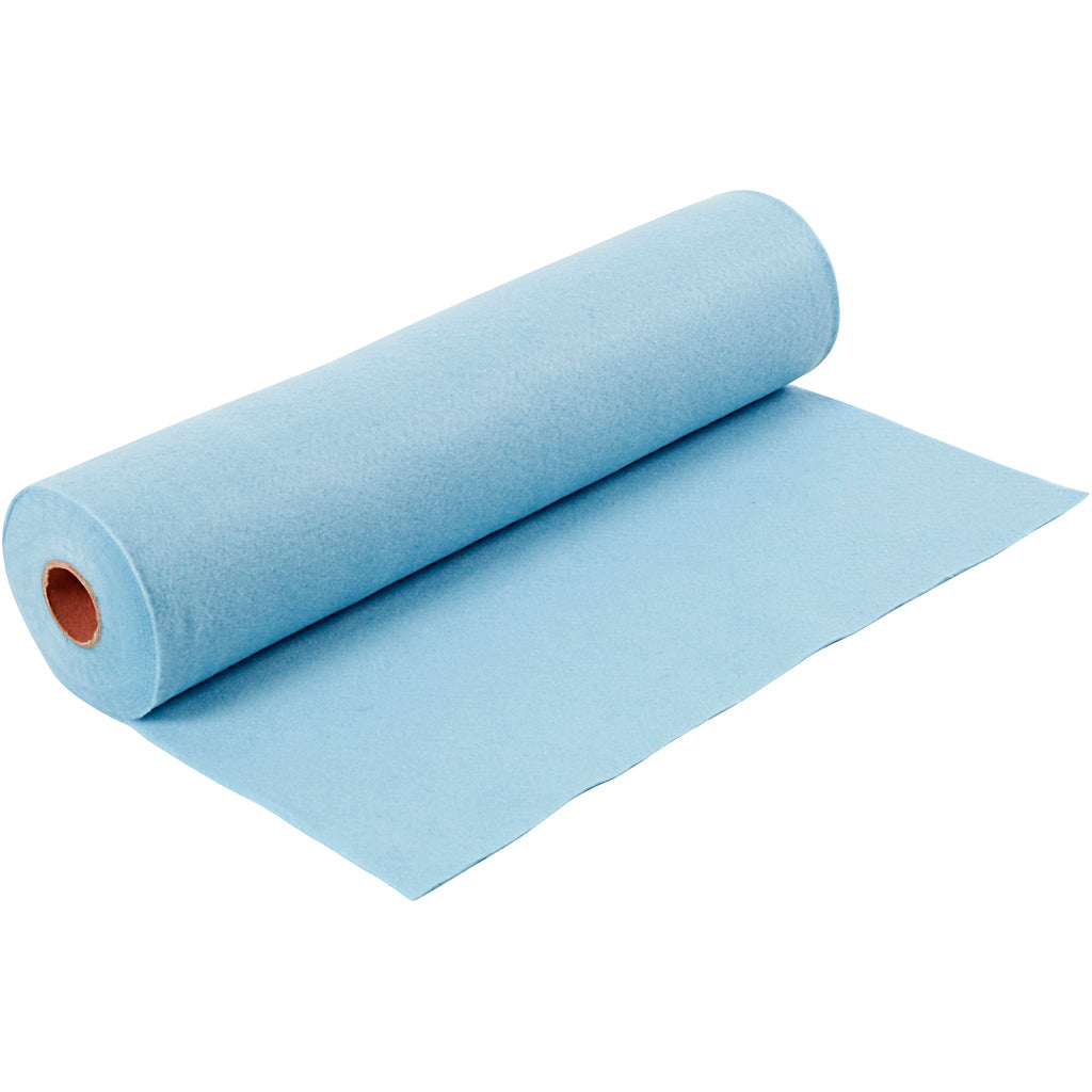 Craft felt, W: 45 cm, thickness 1,5-2 mm, 180-200 g, light blue, 5 m/ 1 roll