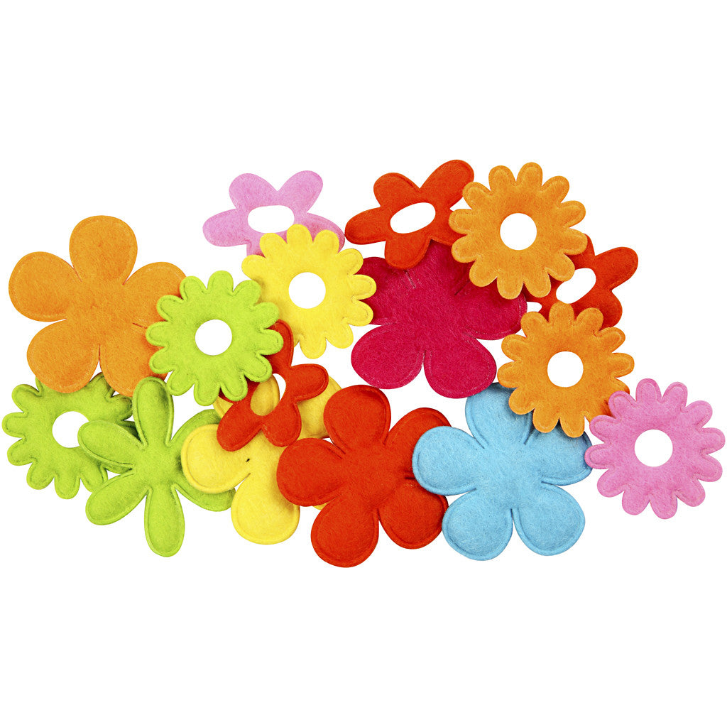 Felt Flowers, size 35x45 mm, thickness 1,2 mm, 135 pc/ 1 pack [HOB-45071]