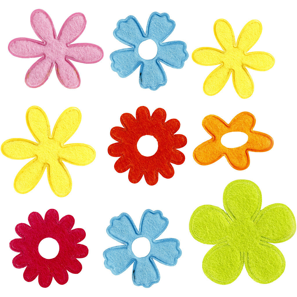 Felt Flowers, size 35x45 mm, thickness 1,2 mm, 135 pc/ 1 pack [HOB-45071]