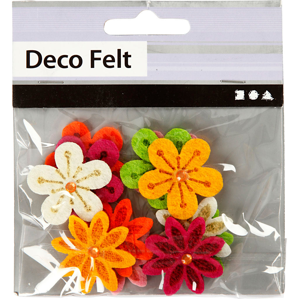 Felt Flowers, dia. 30 mm, thickness 2,5 mm, 12 pc/ 1 pack [HOB-450760]
