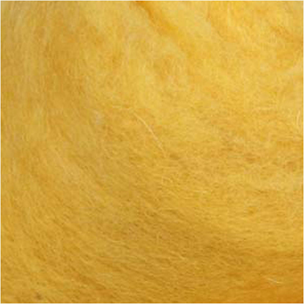 Carded Wool, yellow, 100 g/ 1 bundle [HOB-451770]