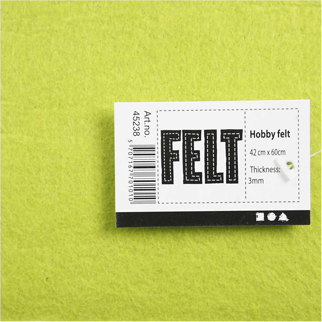 Craft Felt, sheet 42x60 cm, thickness 3 mm, light green, 1 sheet [HOB-45238]
