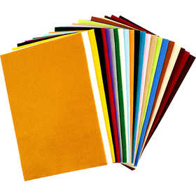 Craft felt, sheet 20x30 cm, thickness 1,5-2 mm, 180-200 g, assorted colours, 24 ass sheets/ 1 pack [HOB-45297]