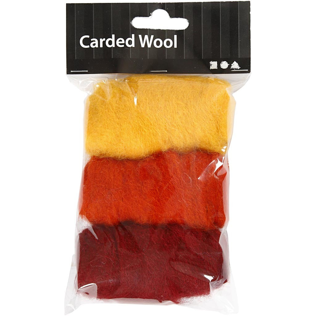 Carded Wool, yellow/terracotta harmony, 3x10 g/ 1 pack [HOB-45333]