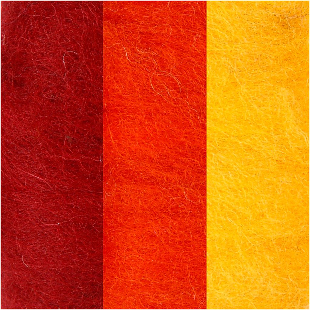 Carded Wool, yellow/terracotta harmony, 3x10 g/ 1 pack [HOB-45333]