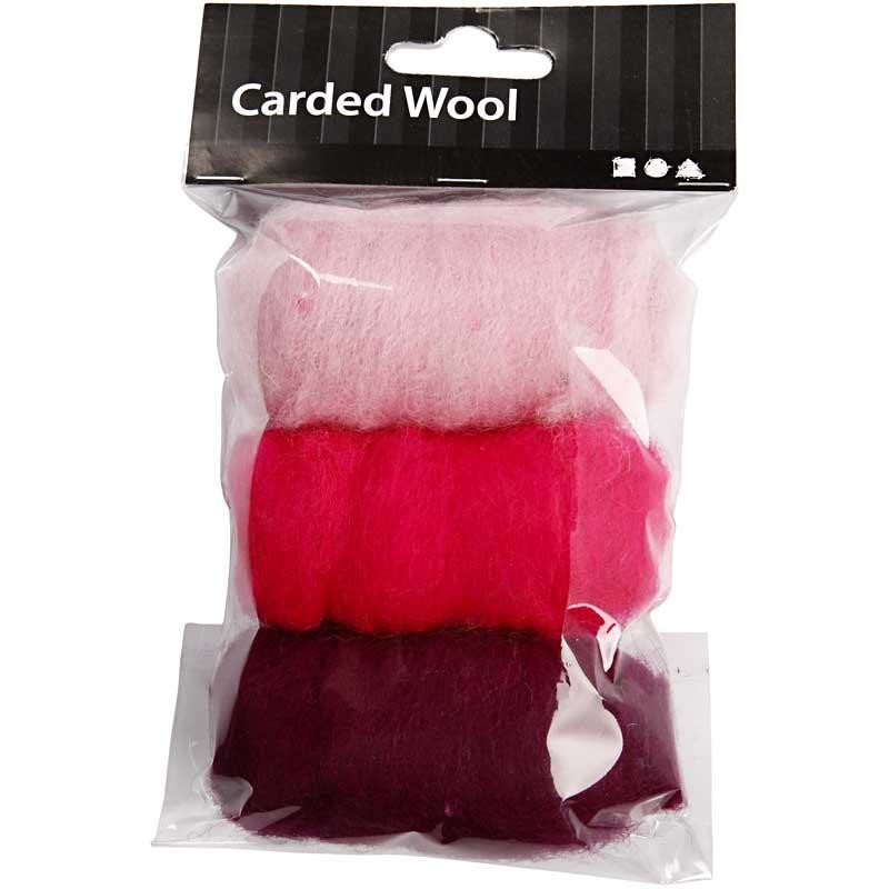 Carded Wool, purple/pink harmony, 3x10g/ 1 pack [HOB-45334]