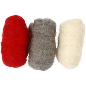 Carded Wool, red/white harmony, 3x10 g/ 1 pack [HOB-45337]