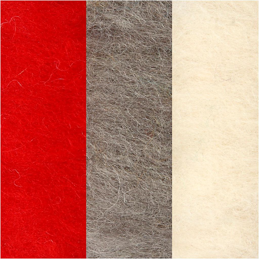 Carded Wool, red/white harmony, 3x10 g/ 1 pack [HOB-45337]