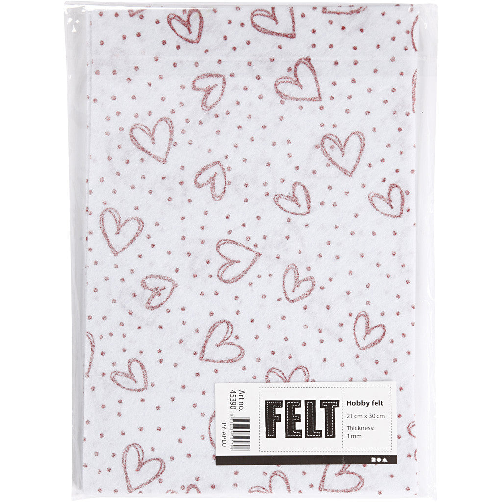 Craft Felt, A4, sheet 210x297 mm, thickness 1,5-2 mm, white, 10 sheet/ 1 pack [HOB-45390]