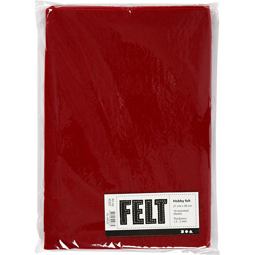 Craft felt, A4, sheet 210x297 mm, thickness 1,5-2 mm, antique red, 10 sheet/ 1 pack [HOB-45507]