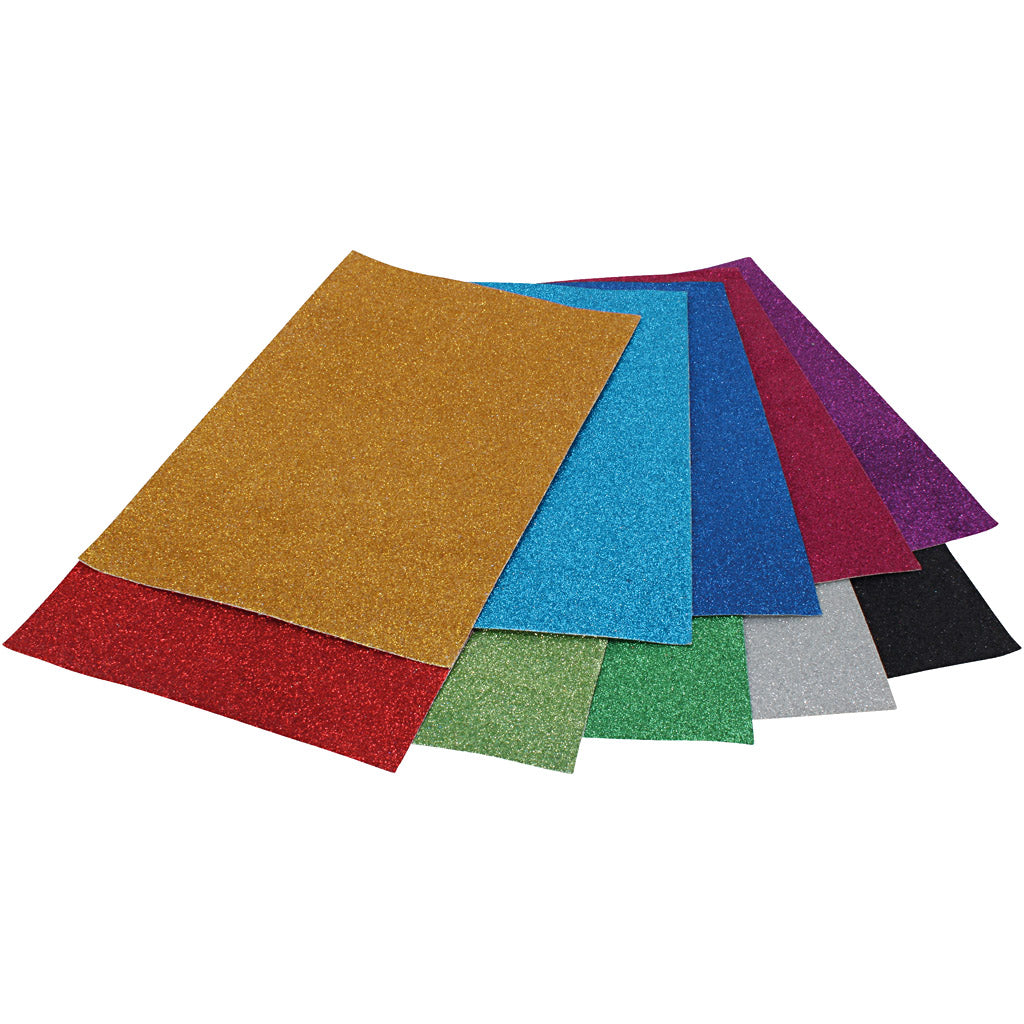 Glitter card, A4, Colour may vary , 250 g, 10 sheet/ 1 pack [HOB-2304600]