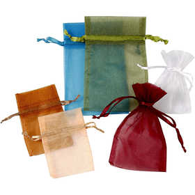 Organza Bags, size 7x10+10x15 cm, assorted colours, 30 pc/ 1 pack [HOB-47423]