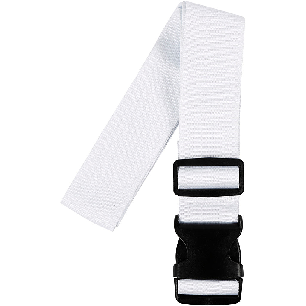 Luggage Strap, W: 5 cm, size 92-164 cm, white, 1 pc [HOB-474371]
