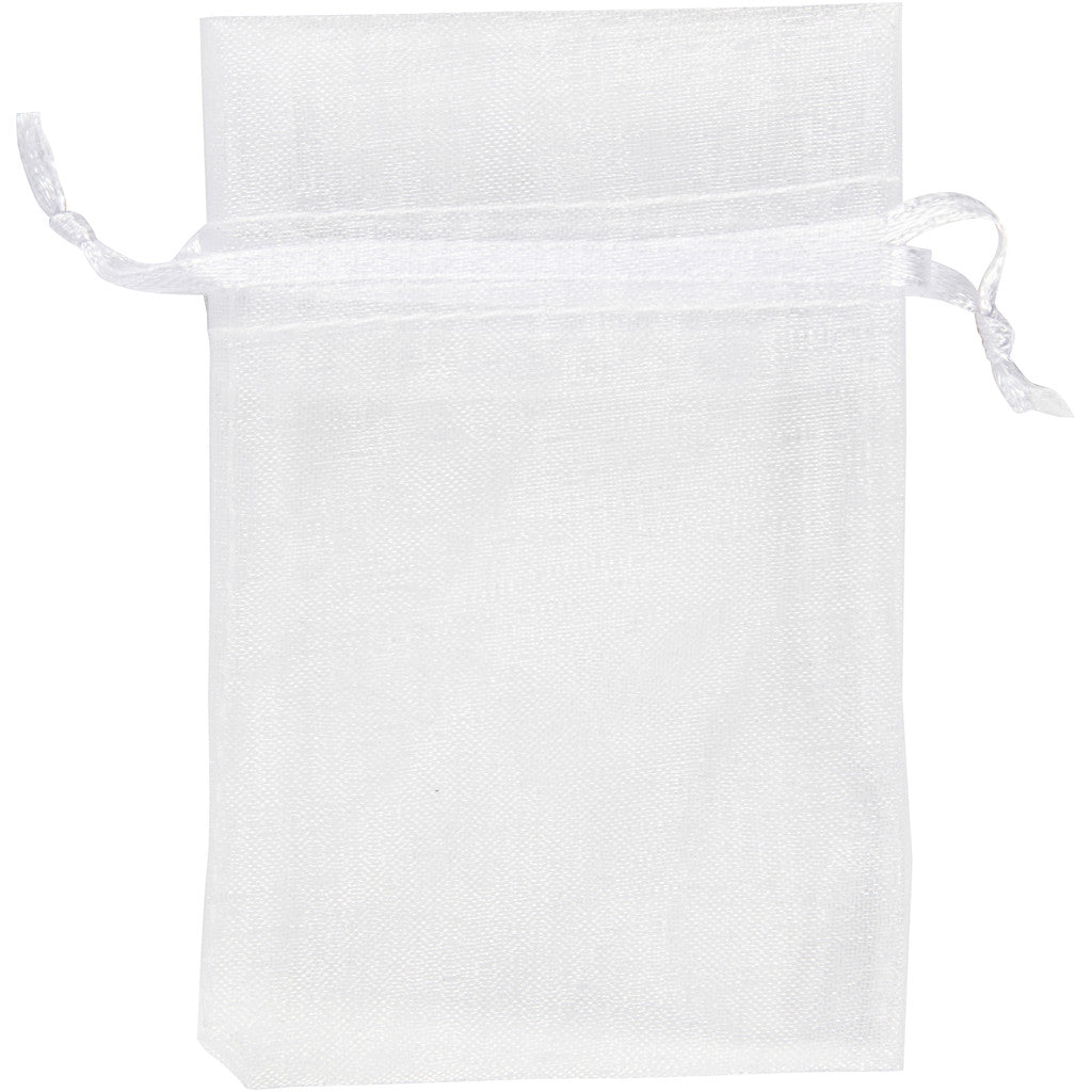 Organza Bags, size 7x10 cm, white, 10 pc/ 1 pack [HOB-4743901]