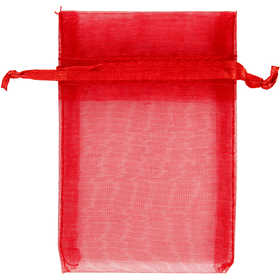 Organza Bags, size 7x10 cm, red, 10 pc/ 1 pack [HOB-4743903]