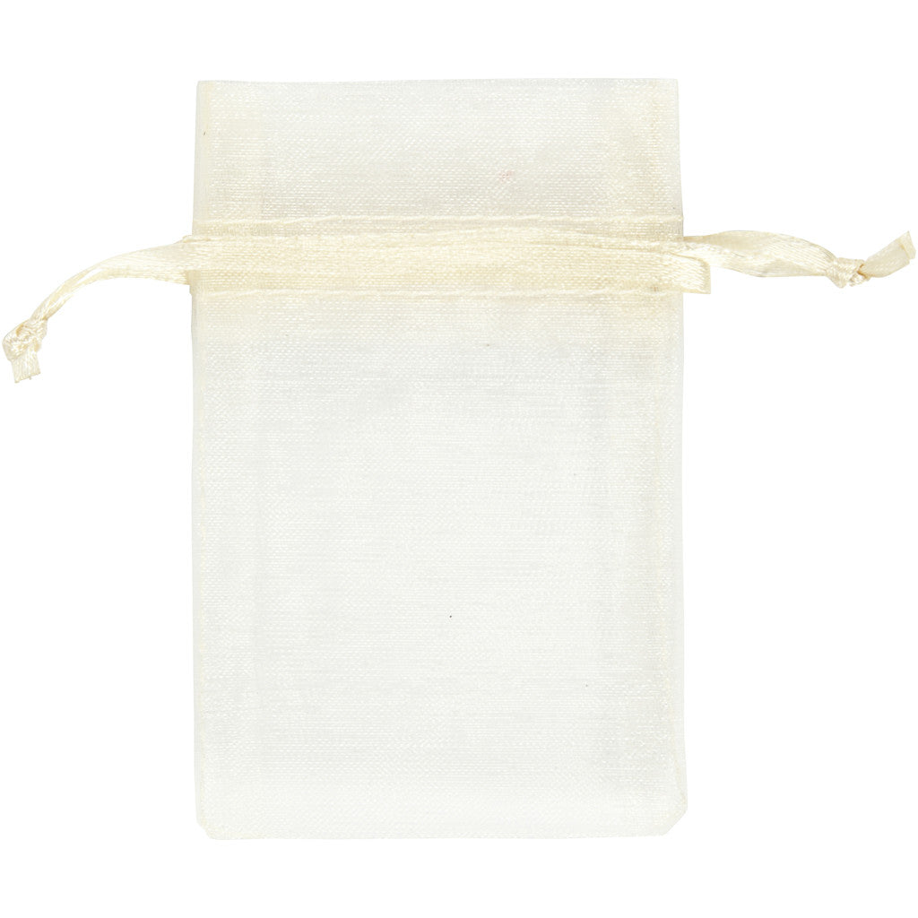 Organza Bags, size 7x10 cm, off-white, 10 pc/ 1 pack [HOB-4743921]