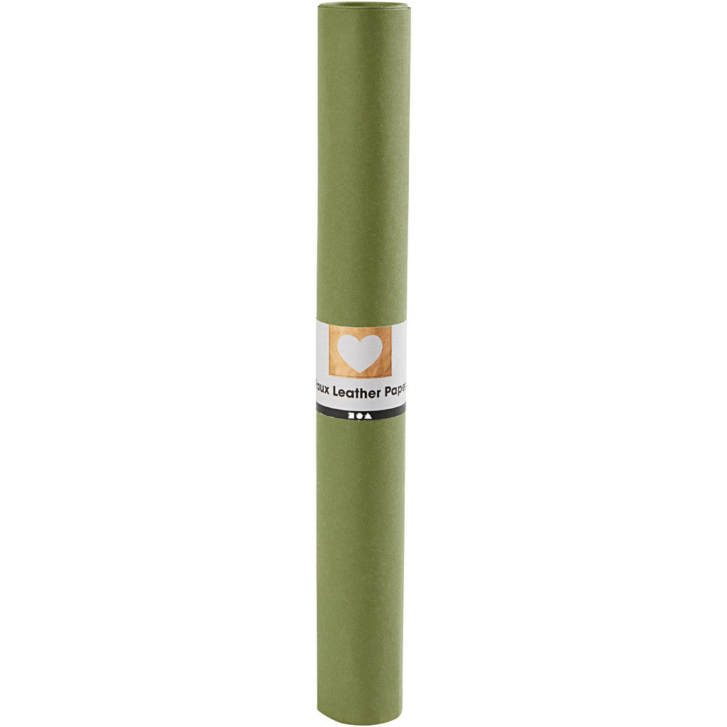 Faux Leather Paper, W: 50 cm, one coloured, 350 g, green, 1 m/ 1 roll [HOB-498941]