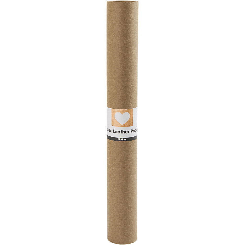 Faux Leather Paper, W: 50 cm, one coloured, 350 g, dark brown, 1 m/ 1 roll [HOB-498943]