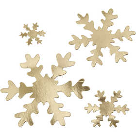 Snowflake, dia. 3+5+8+10 cm, 350 g, gold, 16 pc/ 1 pack [HOB-49897]