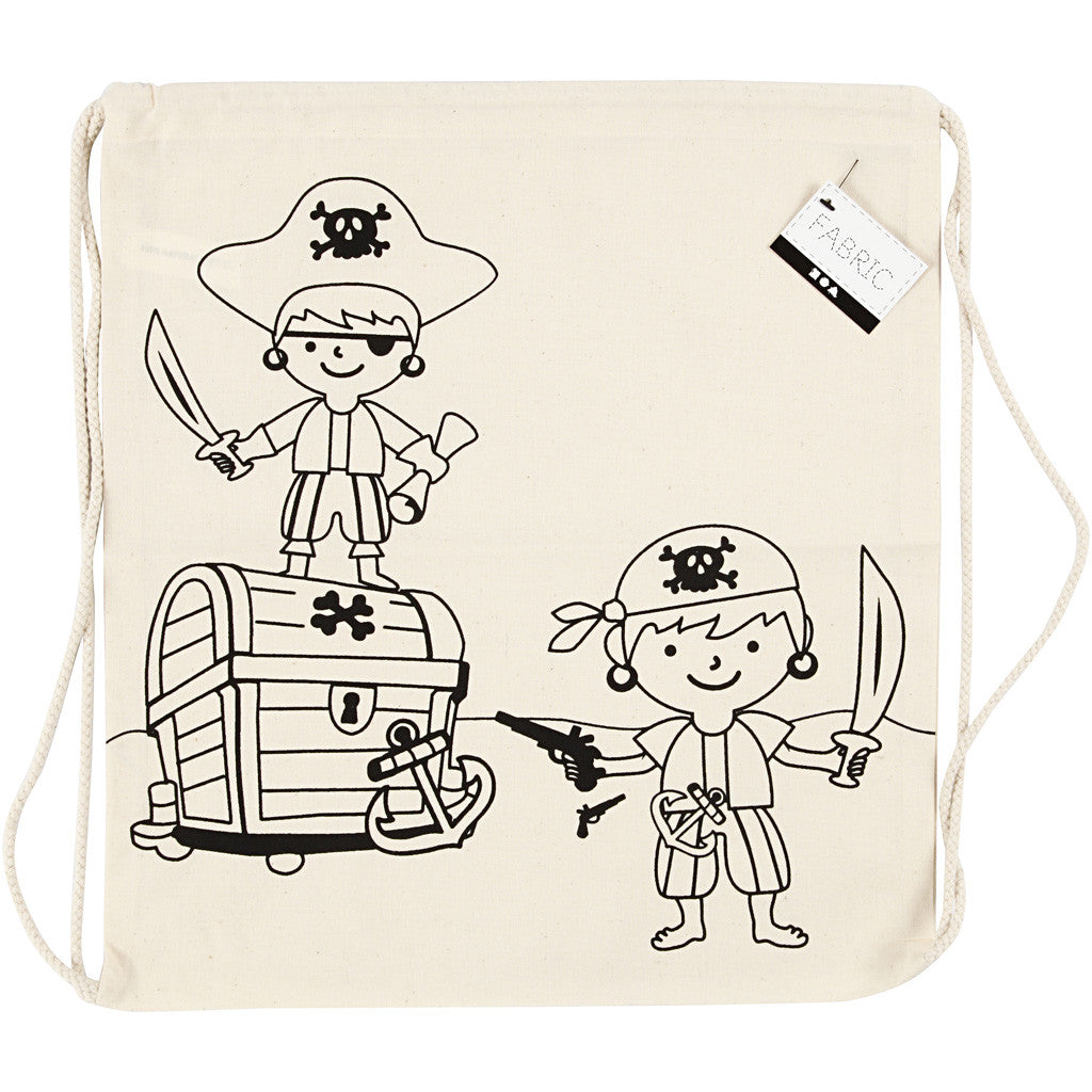 Gym Bag, pirates, size 37x41 cm, 110 g, light natural, 1 pc [HOB-499651]