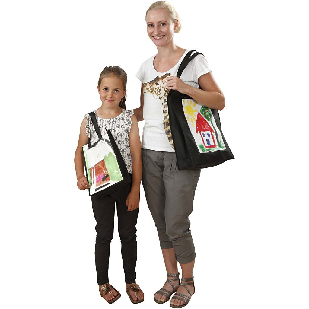 Bag with Plastic Front, size 42x34x12 cm, black, 1 pc [HOB-49982]