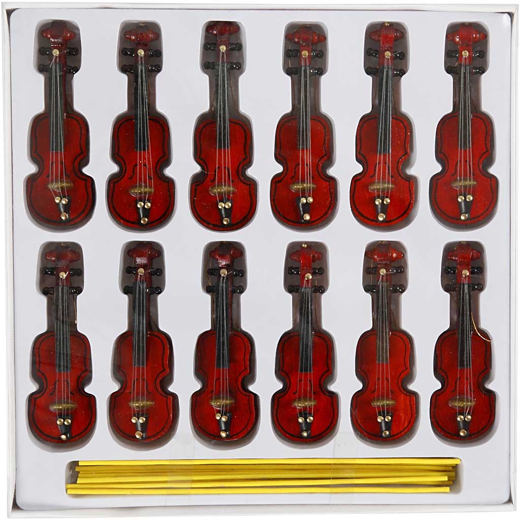 Violins, L: 8 cm, 12 pc/ 1 pack [HOB-50008]
