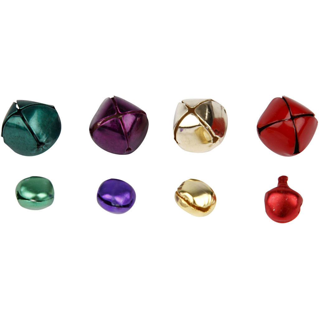 Bells, dia. 10+14 mm, metallic colours, 320 asstd./ 1 pack [HOB-50021]