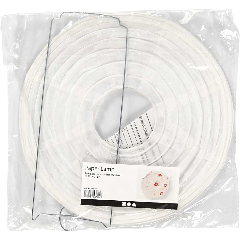 Rice paper lamp, Round, dia. 20 cm, white, 1 pc [HOB-500280]