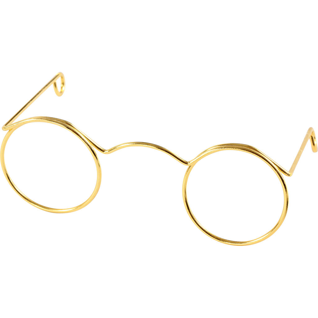 Novelty Glasses, W: 60 mm, hole size 21 mm, gold, 10 pc