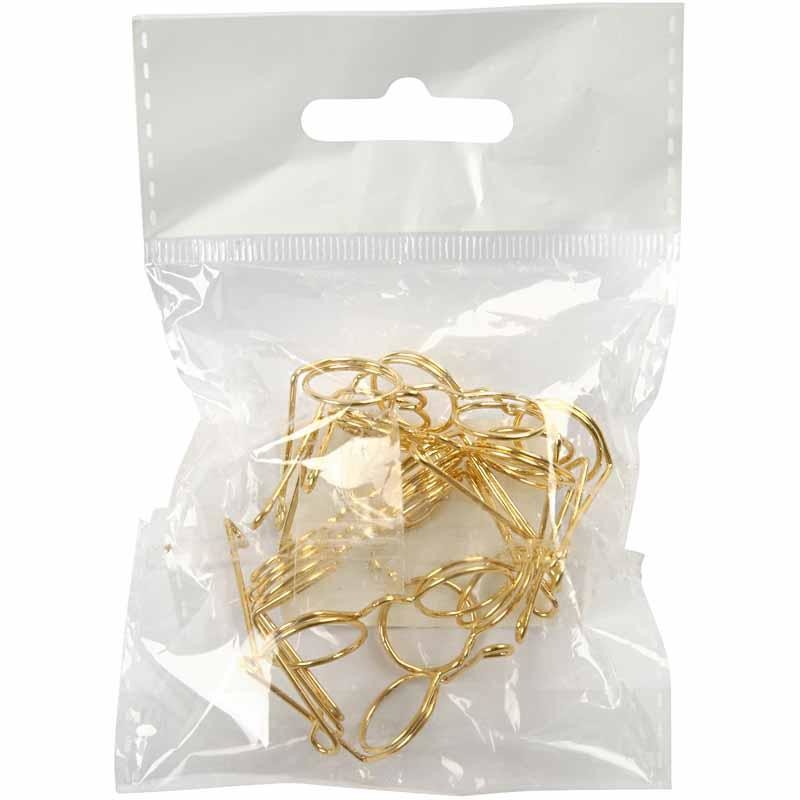 Novelty Glasses, W: 35 mm, hole size 13 mm, gold, 10 pc/ 1 pack [HOB-500331]