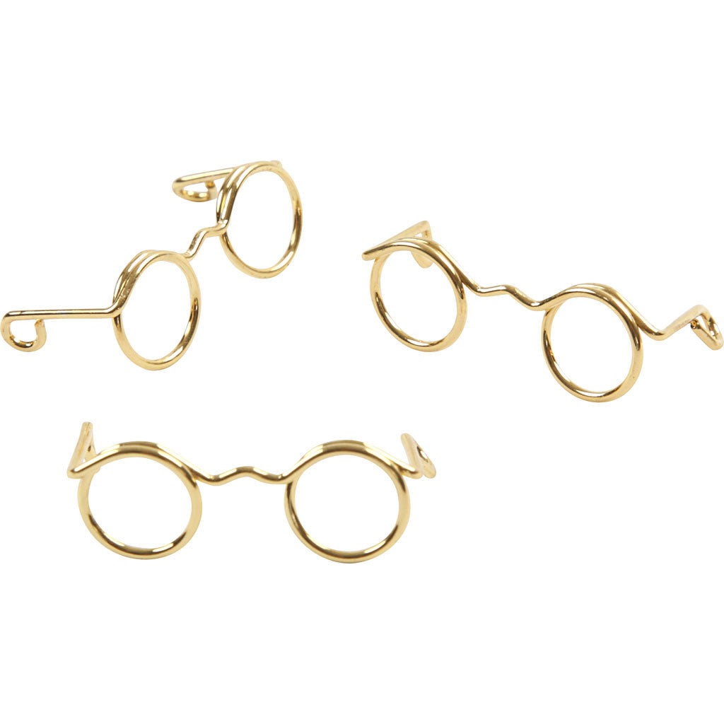Novelty Glasses, W: 25 mm, gold, 10pc/ 1 pack [HOB-500341]