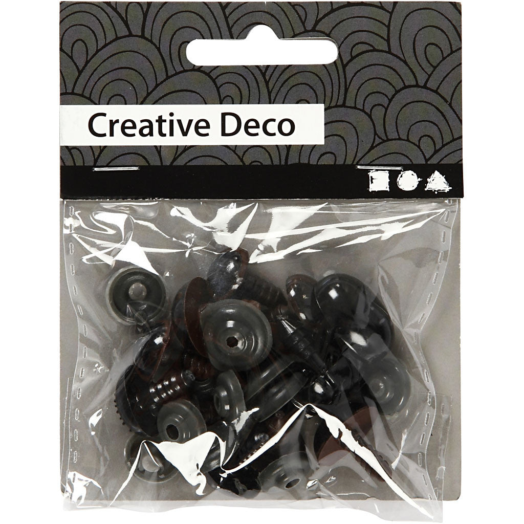 Teddy Bear Eyes & Noses, dia. 10+12,5+15 mm, size 15+25 mm, 12 asstd./ 1 pack [HOB-500980]