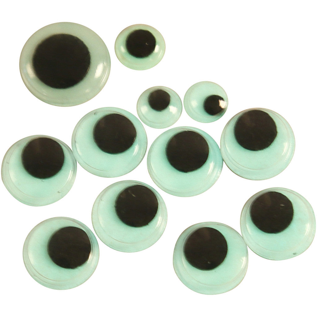 Googly Eyes, self-adhesive, dia. 8+10+14 mm, 300 asstd./ 1 pack [HOB-50102]