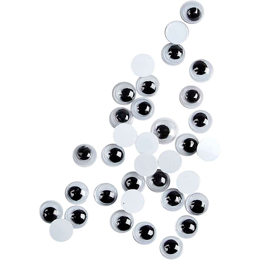 Wiggly Eyes, not sticky, dia. 6 mm, 1000 pc