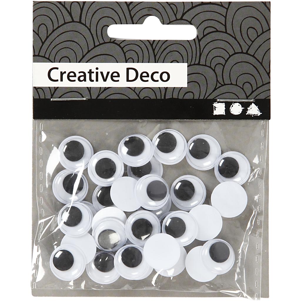 Wiggly Eyes, not sticky, dia. 12 mm, 30 pc/ 1 pack [HOB-501122]