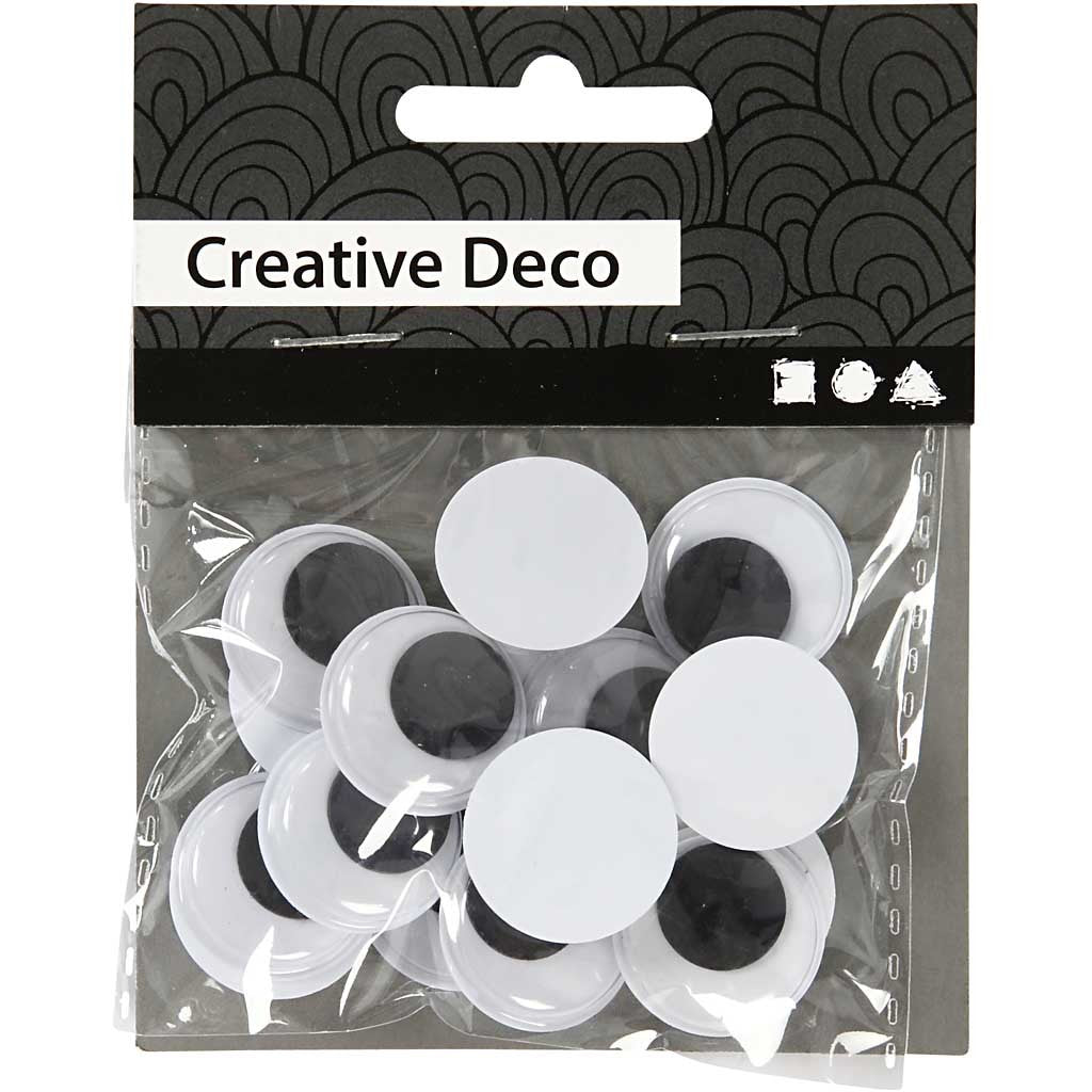 Wiggly Eyes, not sticky, dia. 20 mm, 16 pc/ 1 pack [HOB-501202]