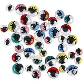 Googly Eyes, not sticky, dia. 8-12 mm, 36 asstd./ 1 pack [HOB-501242]
