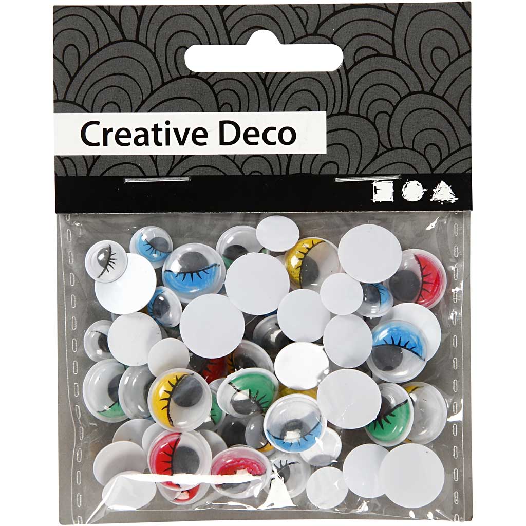 Googly Eyes, not sticky, dia. 8-12 mm, 36 asstd./ 1 pack [HOB-501242]