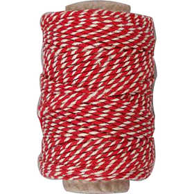 Cotton Cord, thickness 1,1 mm, red/white, 50 m/ 1 roll [HOB-50332]