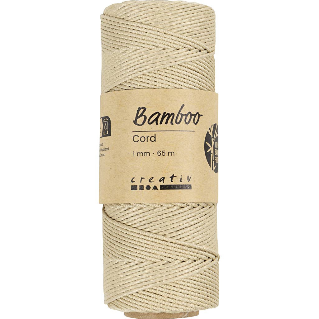 Bamboo Cord, thickness 1 mm, off-white, 65 m/ 1 roll [HOB-503482]