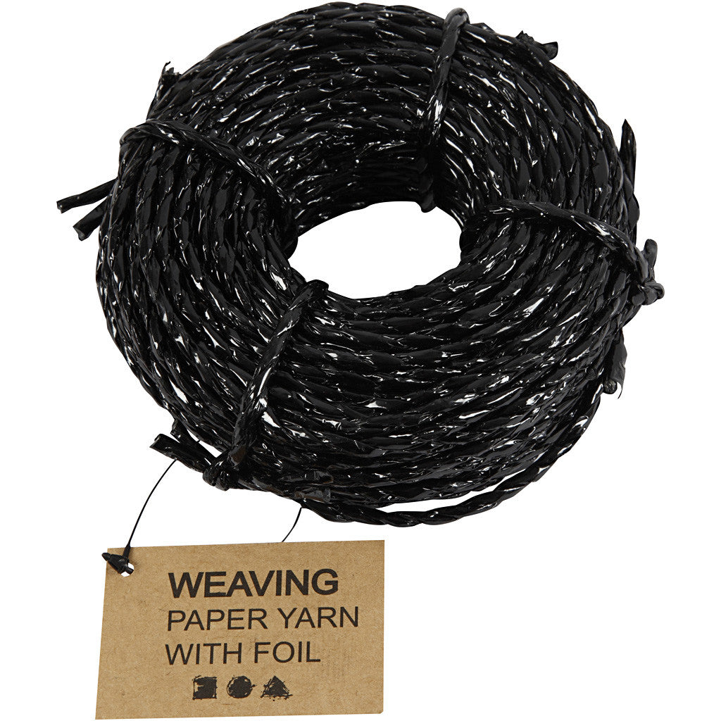 Paper Yarn, thickness 3,5-4 mm, ca. 25 m, black, 25 m/ 1 roll [HOB-50399]