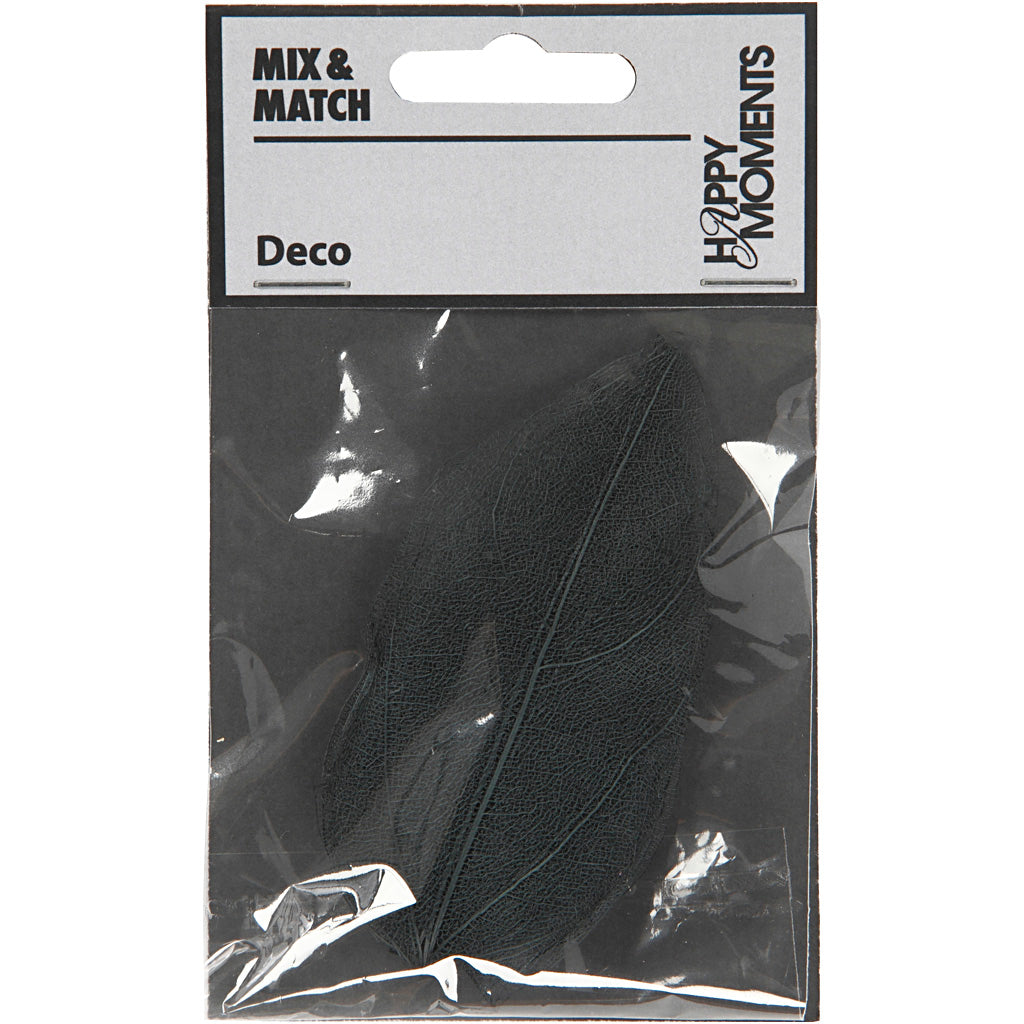 Skeleton Leaves, L: 6-8 cm, black, 20 pc/ 1 pack [HOB-504494]
